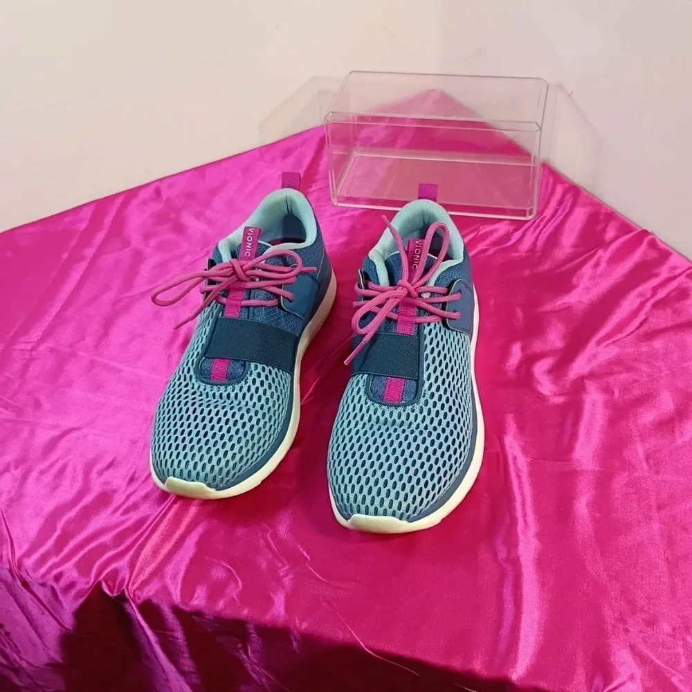 Vionic Women’s SZ 9.5 Blue Pink Sneakers Coro Performance Fitness Walking